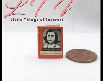 ANNE FRANK DIARY Of A Young Girl 1:12 Scale Miniature Dollhouse Readable Hard Cover Book World War 2 Natzi Germany Jewish