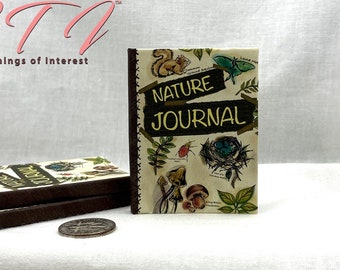 NATURE JOURNAL Readable Illustrated Book in 1:4 Scale Miniature Book