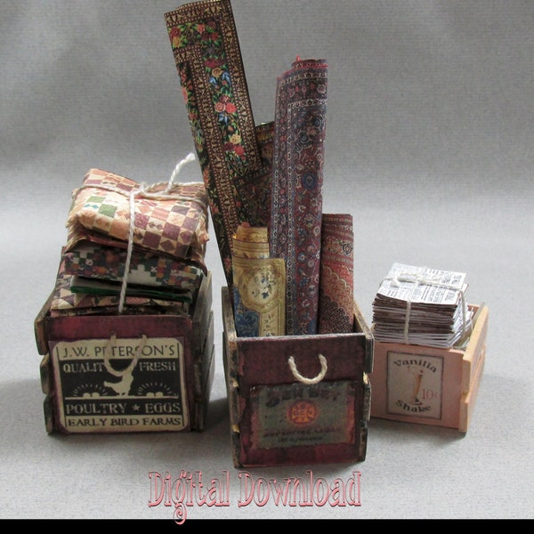 Digital Download OLD CRATES From Grandmas Attic Download Miniature One Inch Scale Tutorial PDF 1:12 Scale