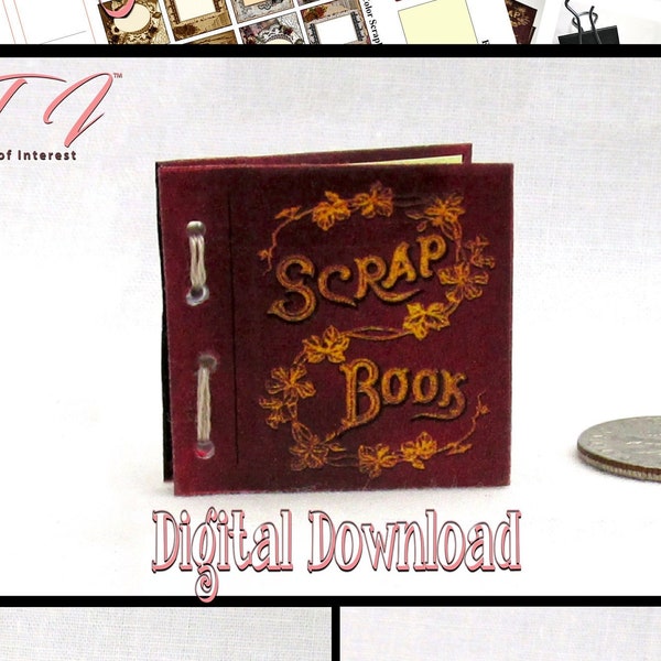 Digital Download SCRAPBOOK Download Book 1:12 Miniature Printable Book DIY PDF Instructional Tutorial Vintage Photo Album