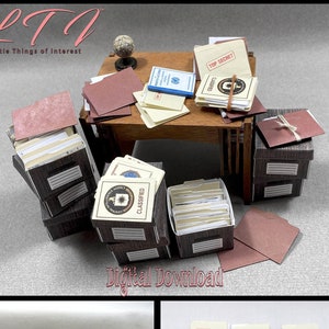 Digital Download OFFICE STORAGE BOXES And Files Download 1:12 Scale Miniature Diy Tutorial Instructions Pdf Printable