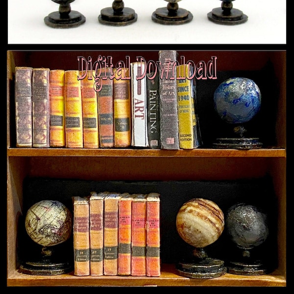 Digital Download OLD WORLD GLOBES Download Pdf And Tutorial in Miniature 1:12 Scale the Earth, the Moon, Mars and Jupiter