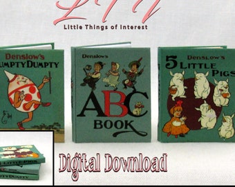 Digital Download 1:6 Scale 3 CHILDRENS BOOKS Download Pdfs Book and Construction Tutorial Miniature Books ABCs Humpty Dumpty 5 Little Pigs