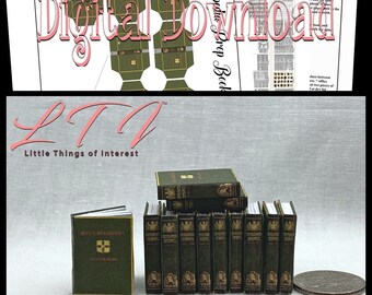 Digital Download ENCYCLOPEDIA BOOKS SET 12 Prop Books Pdf and Construction Tutorial for Miniature 1:12 Scale Books