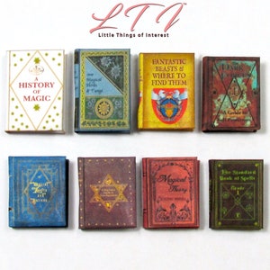 1st YEAR SCHOOL Of WITCHCRAFT And Wizardry 8 Textbooks in 1:12 Scale Miniature Illustrated Readable Hard Cover Books Popular Wizard Potter