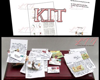 Kit LETTERS, ENVELOPES & Postcards 1:12 Scale Miniature Post Mail Postcard Desk With Printed Pdf Instruction Kit DIY