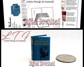 Digital Download The ADVENTURES Of SHERLOCK HOLMES  Illustrated Readable Miniature 1:12 Scale Book Printable Pdf Tutorial Diy