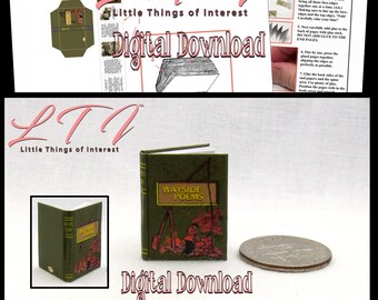 Digital Download WAYSIDE POEMS Book Pdf and Construction Tutorial for a Miniature 1:12 Scale Illustrated Readable Book