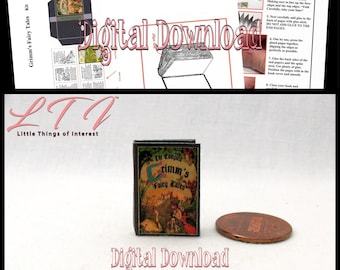 Digital Download GRIMMS FAIRY TALES Pdf Book and Construction Tutorial for a Miniature 1:12 Scale Illustrated Readable Childrens Book