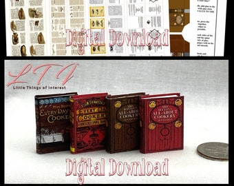 Digital Download MRS. BEETONS COOKBOOKS Set of 4 Books Pdf Construction Tutorial for Miniature 1:12 Scale Illustrated Readable Books