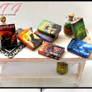 Popular BOY WIZARD POTTER Book Series 1:12 Scale Miniature Books Set of 7 Prop Faux Books Magic image 6