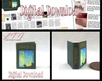 Livre en format PDF de vieux contes de fées en téléchargement numérique et tutoriel de construction pour un livre illustré lisible pour enfants miniature à l'échelle 1:12