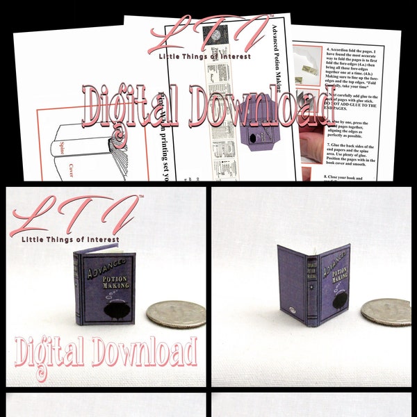 Digital Download ADVANCED POTION MAKING Book Pdf and Construction Tutorial 1:12 Scale Miniature Readable Illustrated Book Potter Wizard