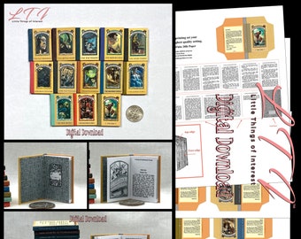 Digital Download 1:6 Scale A SERIES Of UNFORTUNATE EVENTS Book Set of 13 Download Pdf Books and Construction Tutorial for Miniature Books