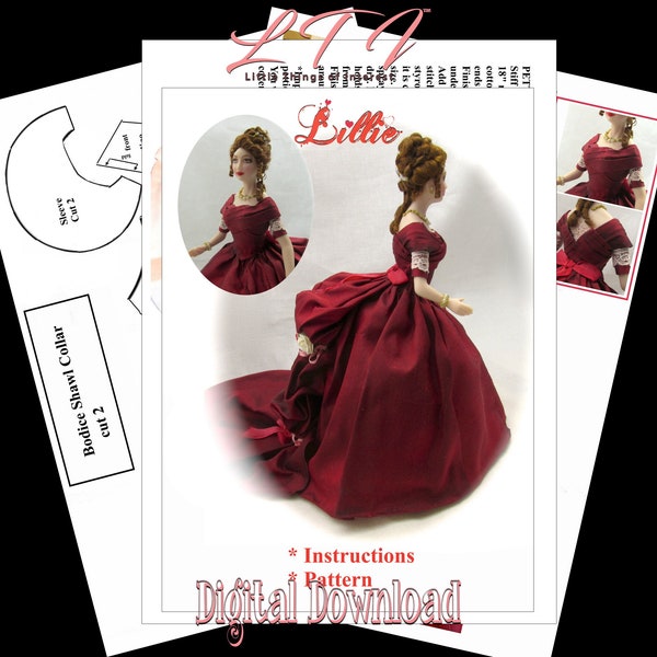 Digital Download LILLIE Digital Download PDF Instructions and Pattern to Dress a 1:12 Scale Lady Doll DIY (Experienced)