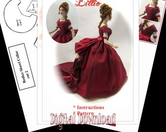 Digital Download LILLIE Digital Download PDF Instructions and Pattern to Dress a 1:12 Scale Lady Doll DIY (Experienced)