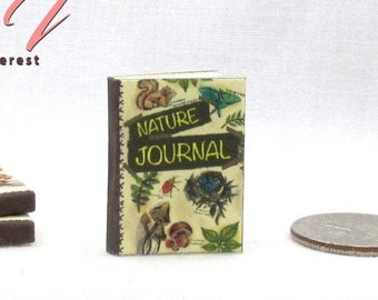 THE NATURE JOURNAL 1:12 Scale Miniature Dollhouse Illustrated Hard Cover Book