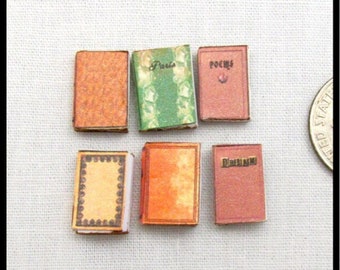 1:24 Scale SHABBY CHIC Decorative Books Set of 6 Prop Books Miniature Half Inch