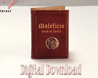 Digital Download MALEFICIO Magic SPELL Book Download Pdf Book and Construction Tutorial for a Miniature 1:12 Scale Book