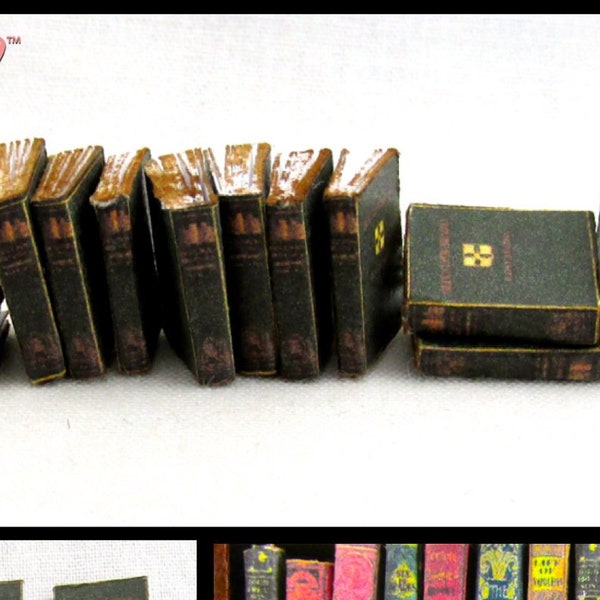 1:24 Scale 12 ENCYCLOPEDIA BOOKS Miniature Books Prop Faux Fill a Bookshelf