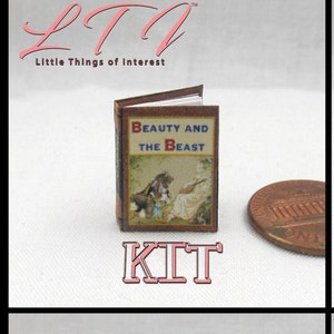 Kit BEAUTY And The BEAST Book Kit with Printed Pdf Instruction Tutorial in Miniature 1:12 Scale Book Illustrated Readable Book Kit
