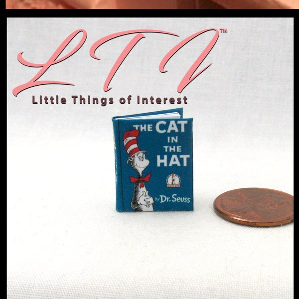 THE CAT In The HAT 1:12 Scale Miniature Dollhouse Readable Illustrated Hard Cover Book Dr. Seuss Look at me! Thing One Two He should not be