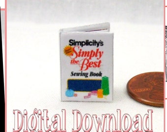 Téléchargement numérique du livre SIMPLICITY SEWING au format PDF et du didacticiel imprimable en miniature à l'échelle 1:12, livre illustré lisible