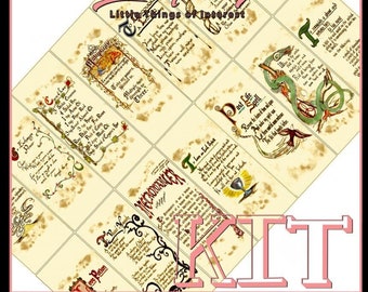 Kit 14 SCROLLS PAGES With Printed Pdf Instruction Tutorial in Miniature 1:12 Scale Kit DIY