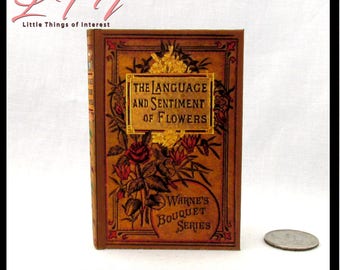 1:4 Scale THE LANGUAGE Of FLOWERS Readable Illustrated Miniature Hard Cover Book Garden Plants Dollfie American Girl Scale