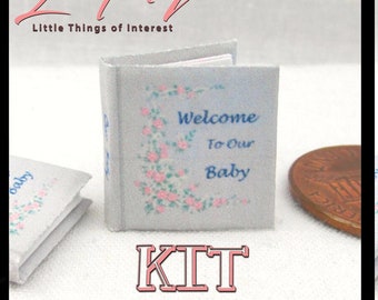 Kit BABY BOOK Scrap Book Kit Printed Pdf Instruction Tutorial in Miniature 1:12 Scale Book Kit Photo Album