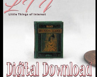Digital Download The MYSTERIOUS ISLAND Download Pdf Book and Construction Tutorial for a Miniature 1:12 Scale Illustrated Readable Book