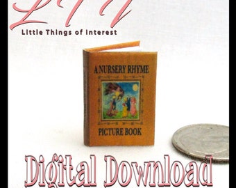 Digital Download A NURSERY RHYME Picture Book Download Pdf Book & Construction Tutorial for a Miniature 1:12 Scale Illustrated Readable Book