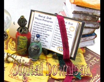 Digital Download MAGIC Book Of SPELLS Book Download Pdf Book and Construction Tutorial for a Miniature 1:12 Scale Book