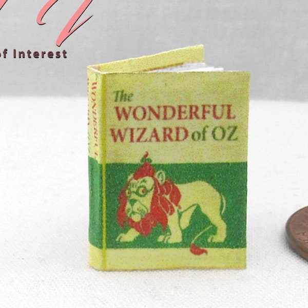 The WONDERFUL WIZARD Of OZ 1:12 Scale Miniature Dollhouse Readable Illustrated Hard Cover Book Frank Baum Illustrated W W Denslow Children
