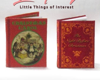 Set The Night Before Christmas & A Christmas Carol Miniature Books Set of 2 -1:12 Scale Miniature Readable Illustrated Hard Cover Books