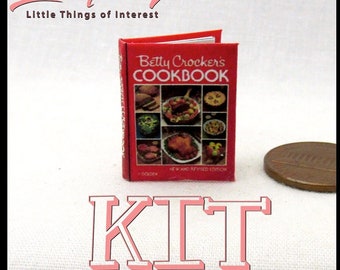 Kit BETTY CROCKER Cookbook Book Printed PDF Instruction Tutorial in Miniature 1:12 Scale Book Illustrated Readable Book Kit