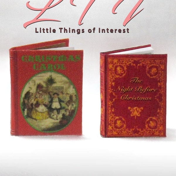 Set The Night Before Christmas & A Christmas Carol Miniature Books Set of 2 -1:12 Scale Miniature Readable Illustrated Hard Cover Books