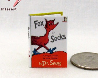 FOX IN SOCKS 1:12 Scale Miniature Dollhouse Readable Illustrated Hard Cover Book Dr. Seuss Children Story