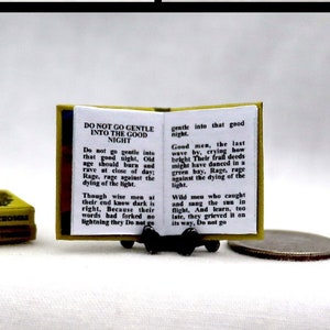 POETRY Of DYLAN THOMAS 1:12 Scale Miniature Dollhouse Readable Book Peoms