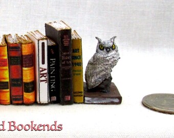 DIY OWL MINIATURE Bookends Set of 2 in 1:12 Scale Dollhouse Miniature Decor White Resin