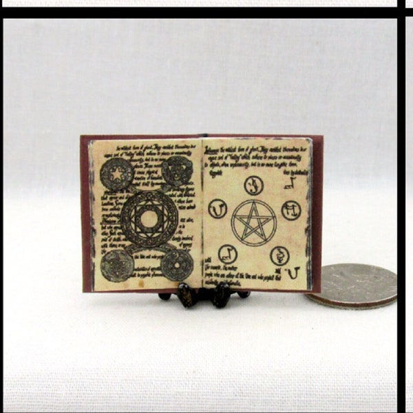ESTHERS GRIMOIRE SPELL Book 1:12 Scale Miniature Dollhouse Readable Illustrated Hand Written Hard Cover Book