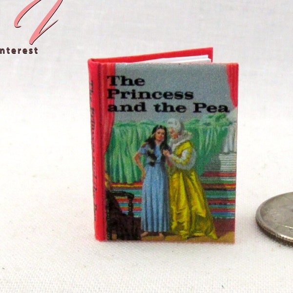 Die PRINZESSIN UND DIE PEA 1:12 Miniatur-Puppenhaus lesbar illustrierte Hardcover Buch Kinder Geschichte