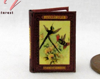 HUMMING BIRDS Colibrì in miniatura per casa delle bambole in scala 1:12, libro illustrato leggibile con copertina rigida