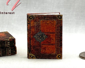 MERLINS GRIMOIRE 1:12 Scale Miniature Dollhouse Readable Illustrated Hard Cover Book Magic Medieval Manuscript