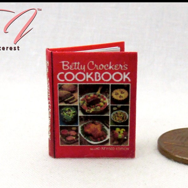 BETTY CROCKER COOKBOOK 1:12 Scale Miniature Dollhouse Hard Cover Book Kitchen Recipes