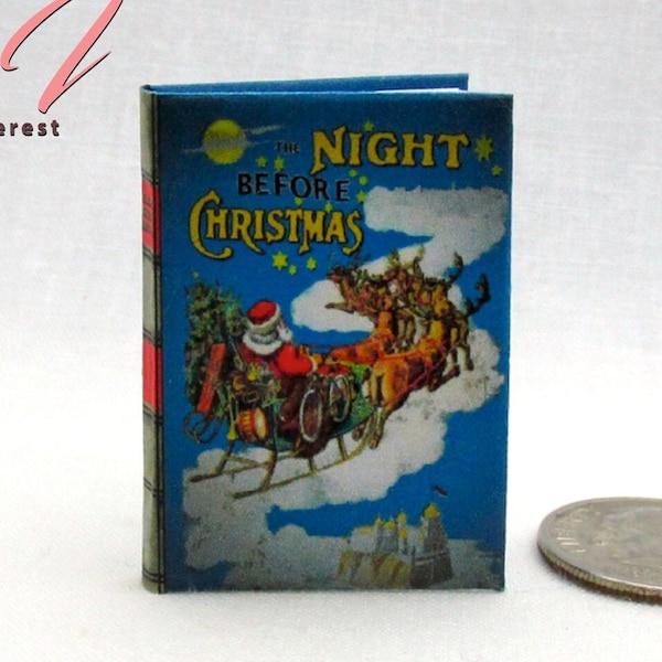 1:6 Scale The NIGHT BEFORE CHRISTMAS Readable Illustrated Miniature Hard Cover Book Santa Birth Noel Advent Nativity Barbie Fashion Doll