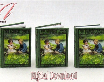 Digital Download The BOBBSEY TWINS 3 Book Set Miniature Book Download Pdf and Tutorial Printable 1:12 Miniature Readable Illustrated Books