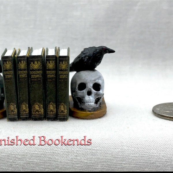 DIY EDGAR ALLAN Poe Miniature Bookends Set of 2 in 1:12 Scale Miniature White Resin Decor