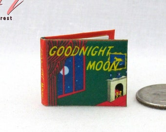 GOODNIGHT MOON 1:12 Scale Miniature Dollhouse Readable Illustrated Book Children Bedtime Story