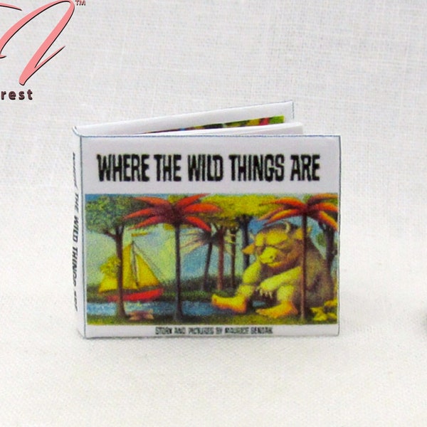 Where the Wild Things Are 1:12 Scale Miniature Dollhouse Readable Illustrated Hard Cover Book Children Story